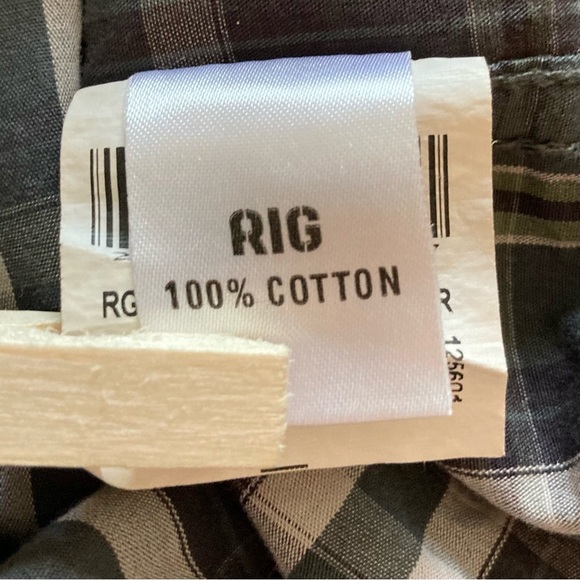 RIG Utility Clothing 100% Cotton Men's Plaid Short Sleeve Shirt in Dark Green - Picture 8 of 12